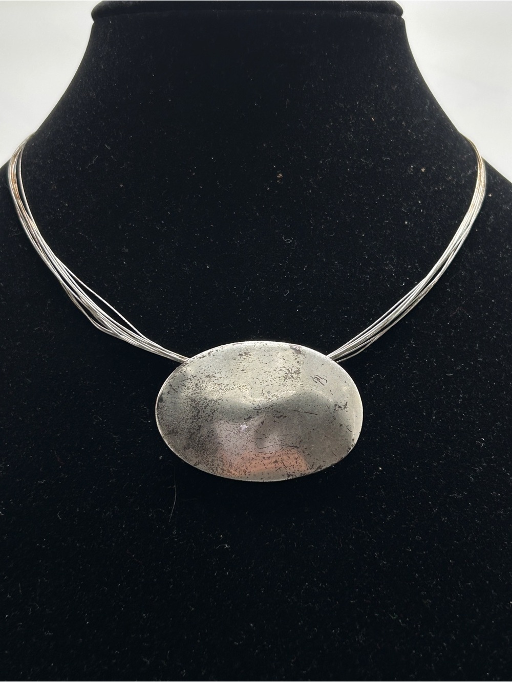 Premier Designs, Hammered And Rubbed Silver Plate Pendant Necklace